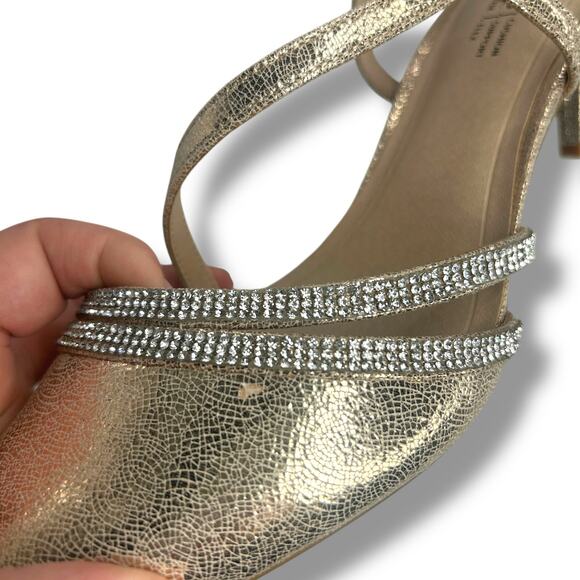 Lifestride Metallic Pointy Toe Heels 9.5 Rhinestone Buckle Arlo 2 Slingback Pump - Picture 4 of 11